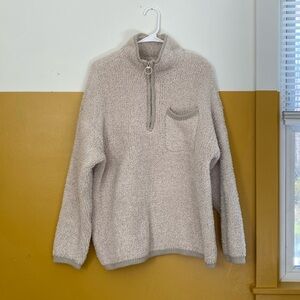aerie Ivory Sherpa Half-Zip Pullover